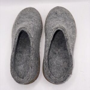 Glerups  Slip On Gray Wool Slipper With Leather Bottom EU 37 US Women's 6.5